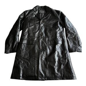 Mens Coat Size Large Long Leather Jacket